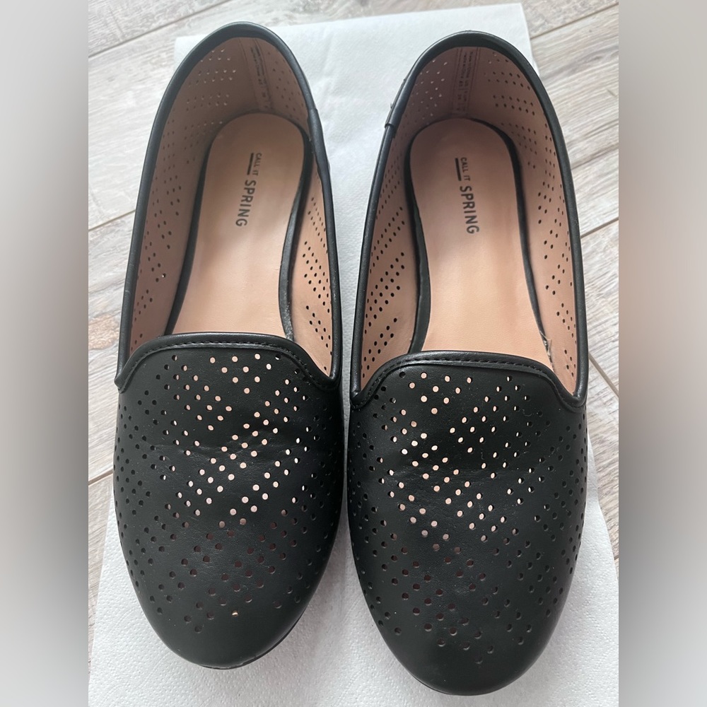 Black Perforated Flats